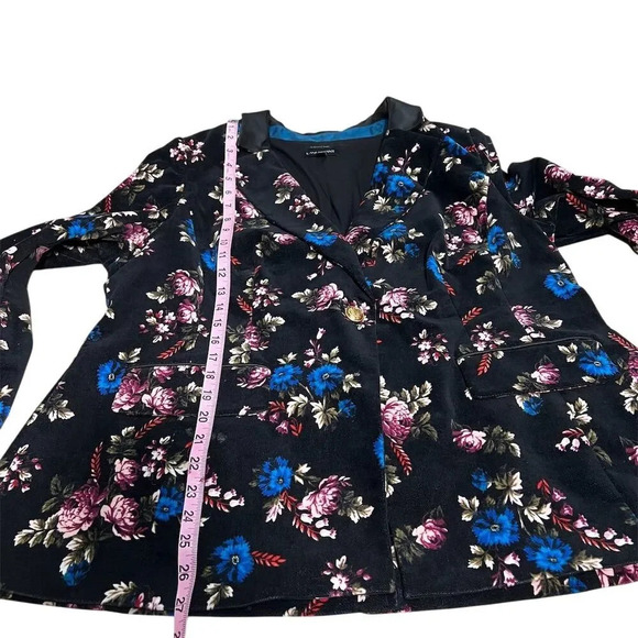 Lane Bryant Women's Size 18 Black Floral Blazer One-Button Mid-Length - Picture 6 of 13